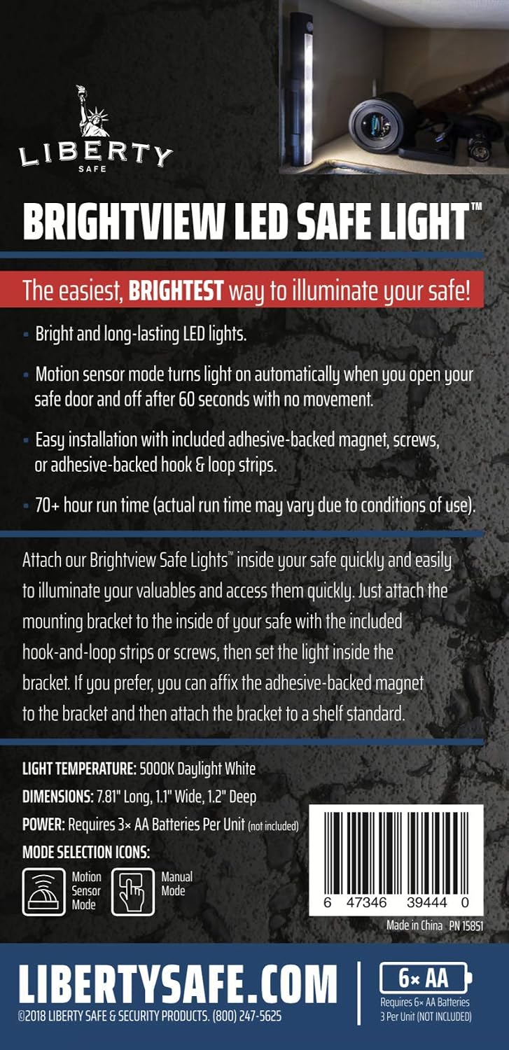 liberty safe brightview safe led light kit showing dimensions