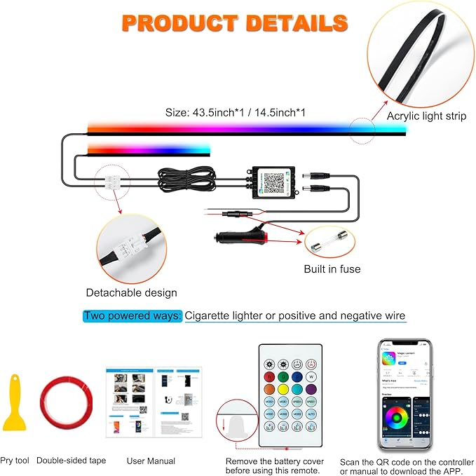 Interior Car LED Strip Lights, Acrylic LED Lights - Image 6