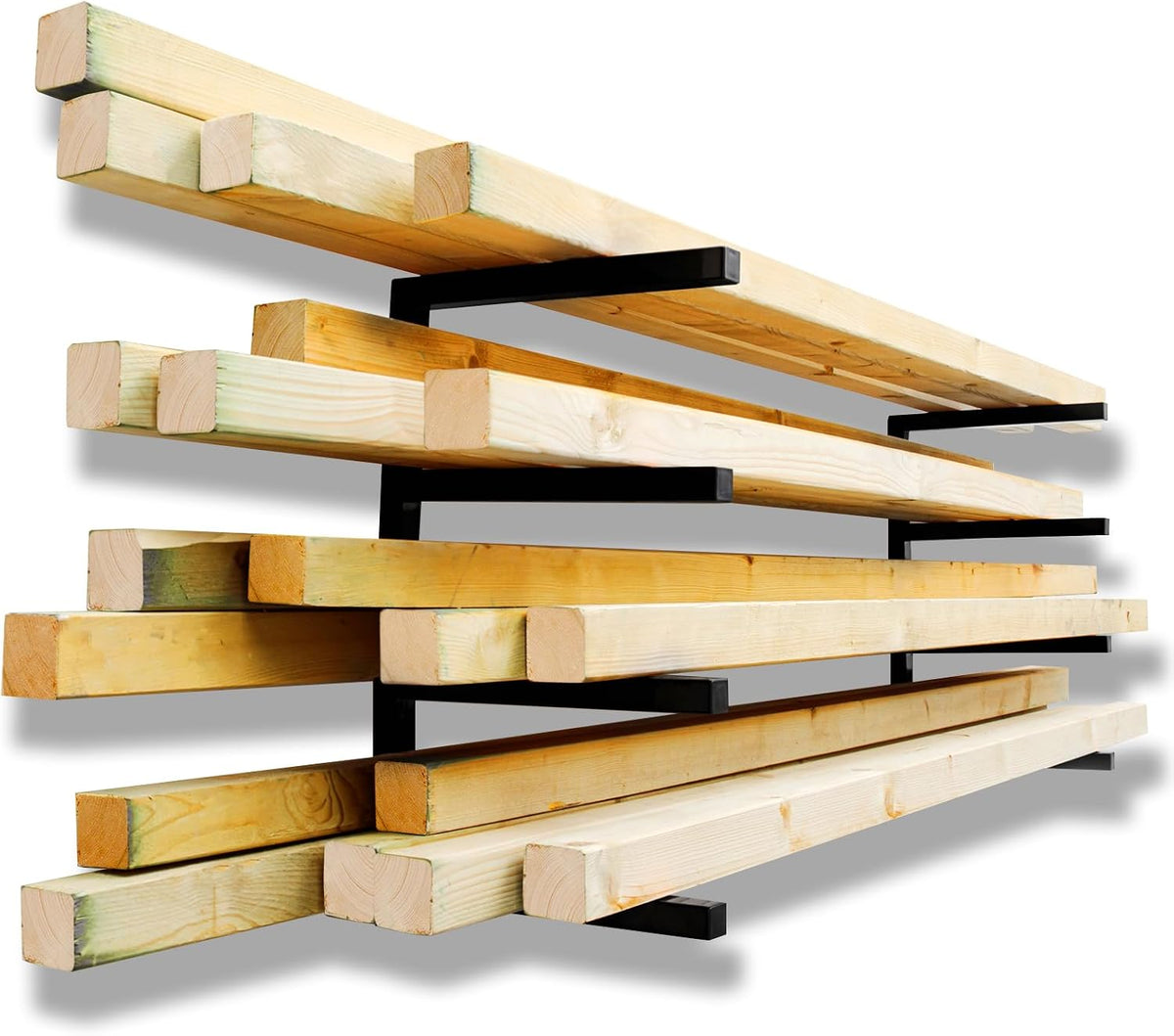 YYR Wood Organizer and Lumber Storage Rack Wall Mount, Heavy Duty Metal Shelf
