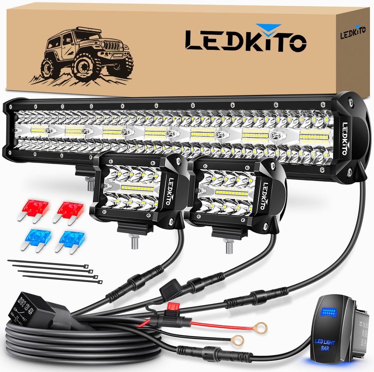 20in led light bar and 4in led cube, main product view