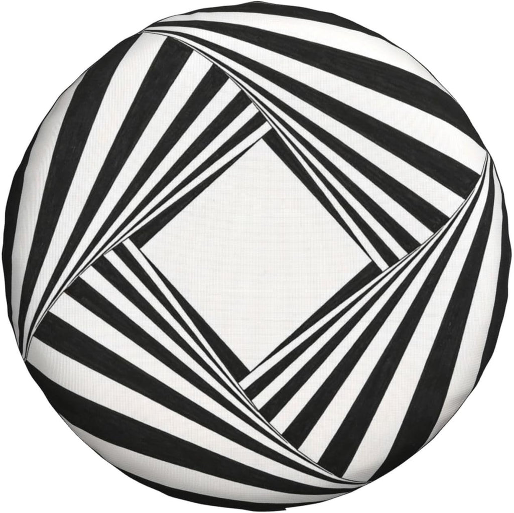 Abstract Black and White Elements Print Universal Spare Tire Cover for Jeep | Wheel Protector Fits Rv, Trailer, Jeep, Shield Tires From Sun, Dirt And Rain For Outdoor Storage