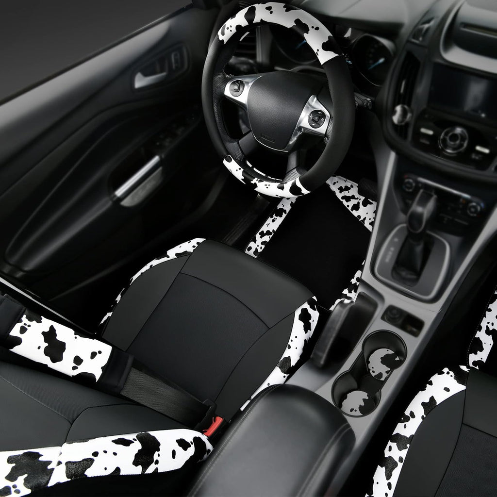 car-pass cow print car accessories sets faux leather, side view