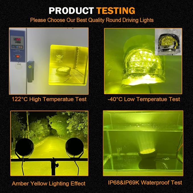 BIGLION.X 7Inch Round LED Amber Driving Offroad Lights 2PCS 210W 32000LM Amber - Image 2