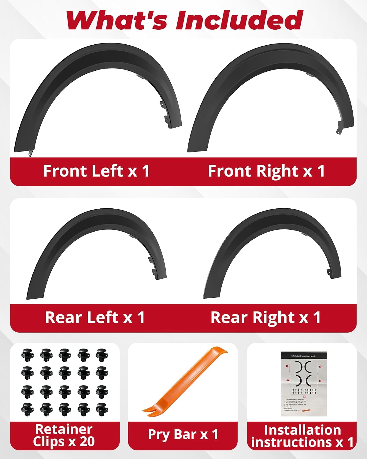 Fender Flares for Ford Maverick 2026 2022-2025, One-Piece, Set of 4 | Front & Rear Fender, Impact and Rock Chip Protection, Easy to Install, No-Drill, Injection Molded PP Material, UV-Resistant