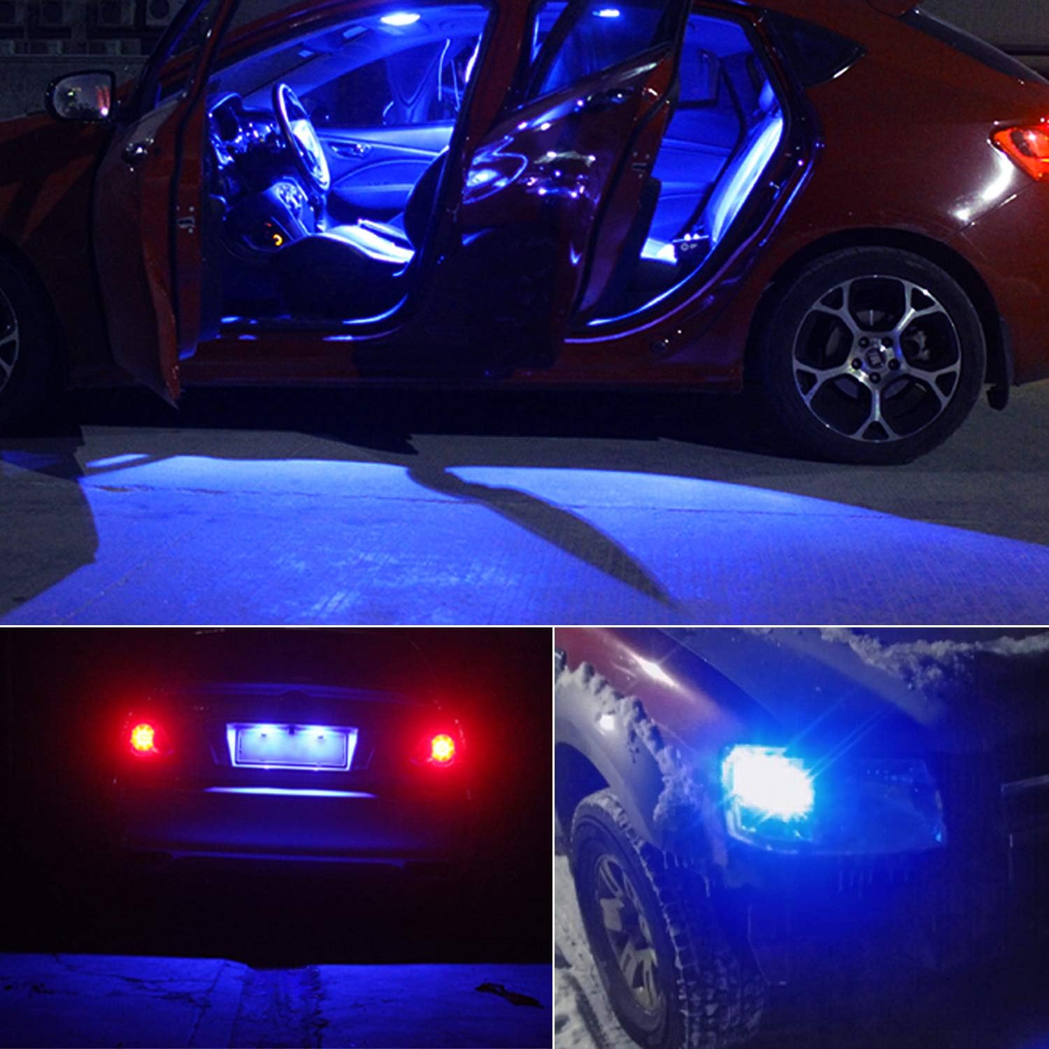 PHINLION 194 Blue LED Bulb Super Bright 168 175 2825 T10 Wedge 15-SMD 4014 Chipsets LED Replacement Bulbs for Car Dome Map Courtesy Trunk Parking License Plate Lights, Pack of 6