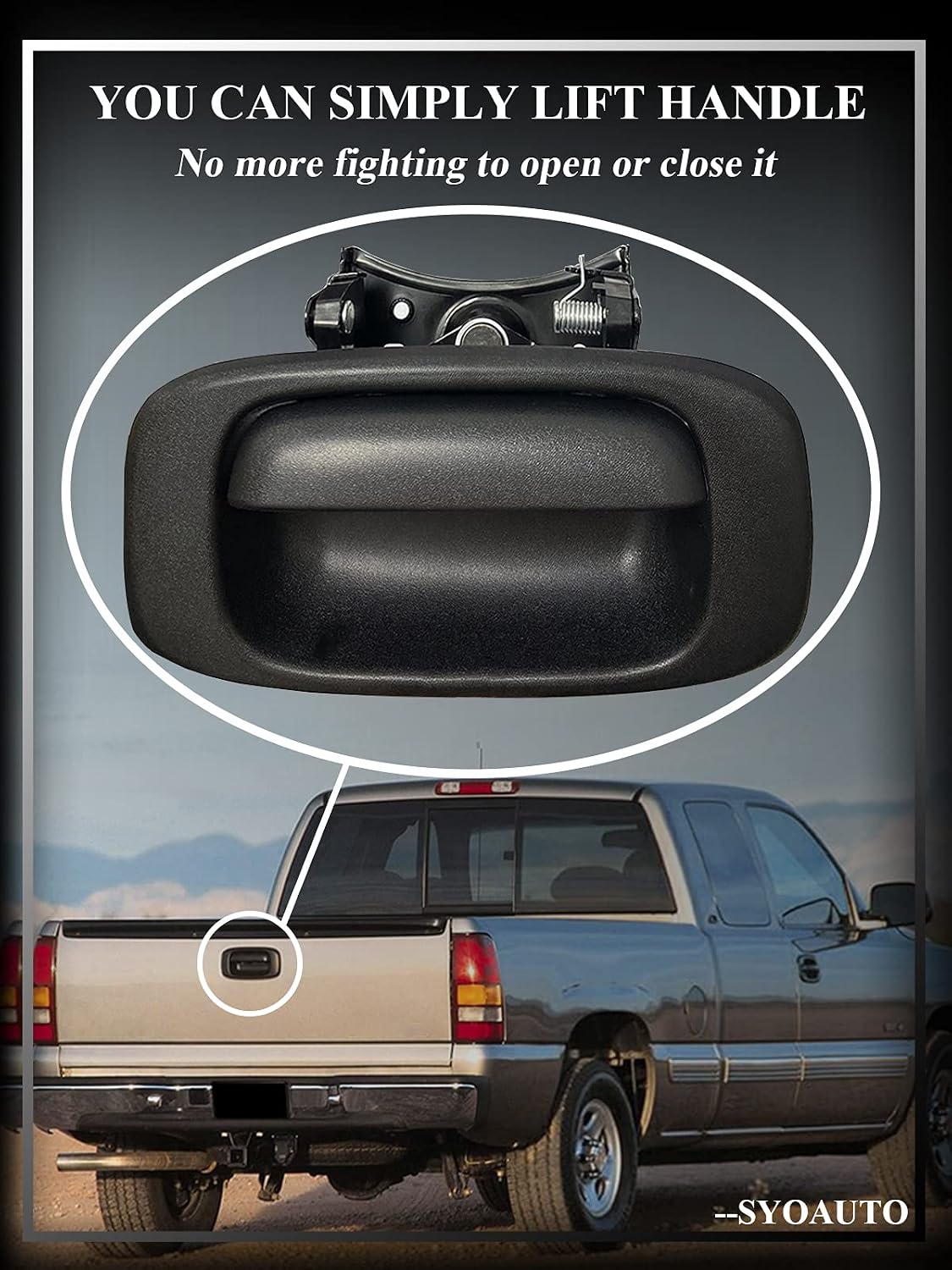 SYOAUTO Tailgate Handle Bezel Trim Fits for 1999-2007 Chevy Silverado GMC Sierra 1500 2500 3500 Black Textured Replaces# 15228539, 15228540, GM1916102, GM15046512