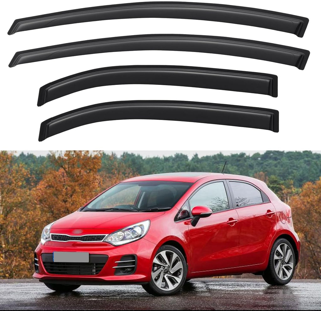 Window Visors Rain Guards for 2012-2017 Kia Rio Hatchback, Out-Channel Window