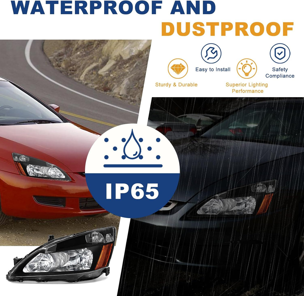 compatible with 2003-2007 accord headlight assembly for 03-07, package contents