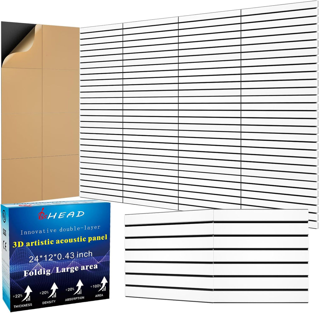 6 Pack 2-Layer Fold Soundproof Wall Panels, 0.9lb/ft³ High Density, 3D Acoustic