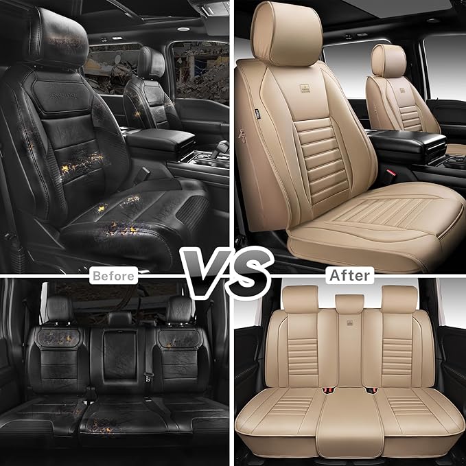 CAR PASS Nappa Leather Car Seat Covers Full Set, Luxury Seat Protector - Image 8