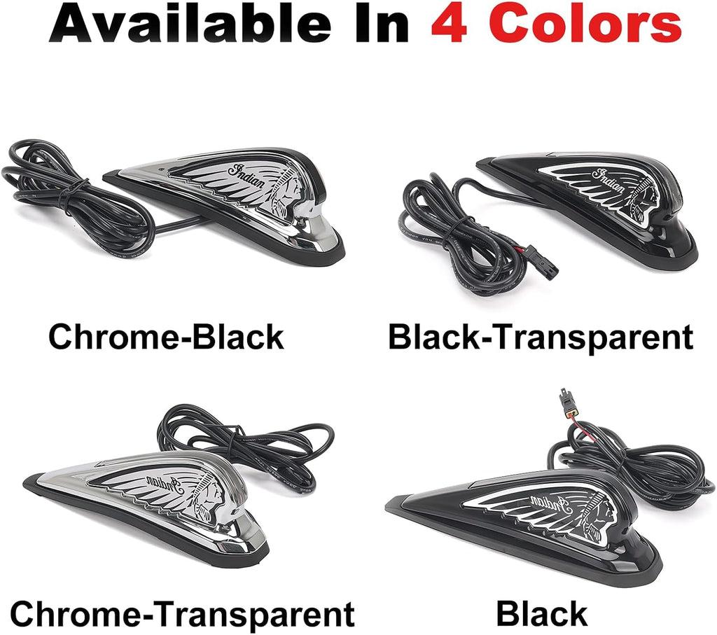 Front Fender Tip LED Headdress Light Aluminum Motorcycle Accent Running Lamp Compatible with Indian Challenger Roadmaster Pursuit Chieftain Limited Dark Horse 2020-2025(Black)