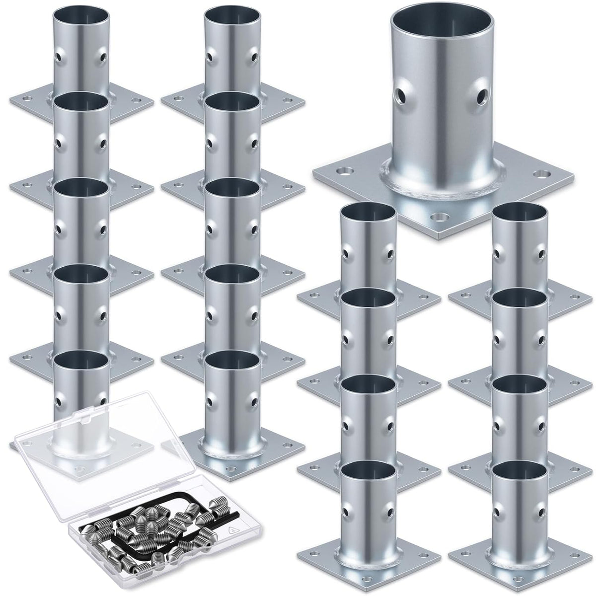 blulu 16 pack galvanized steel flange oblong base, main product view