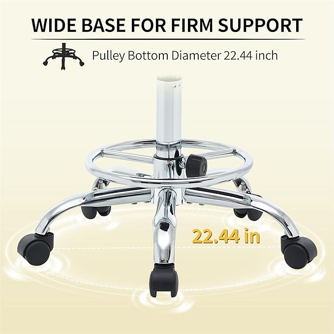 Height Adjustable Stool 19.5’’-26.6’’, Rolling Chair - Image 3