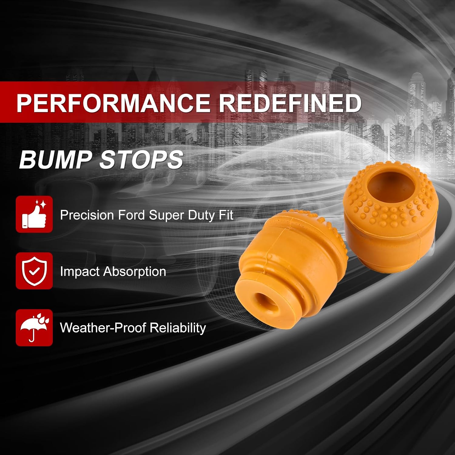 2Pcs Bump Stops for Front Suspension Compatible with Ford F250 F350 Super Duty 2008-2019 Front Bump Stops Replace OE 5C3Z-3020-DA DC3Z-3020-B Bump Stops for Trucks (Left & Right)