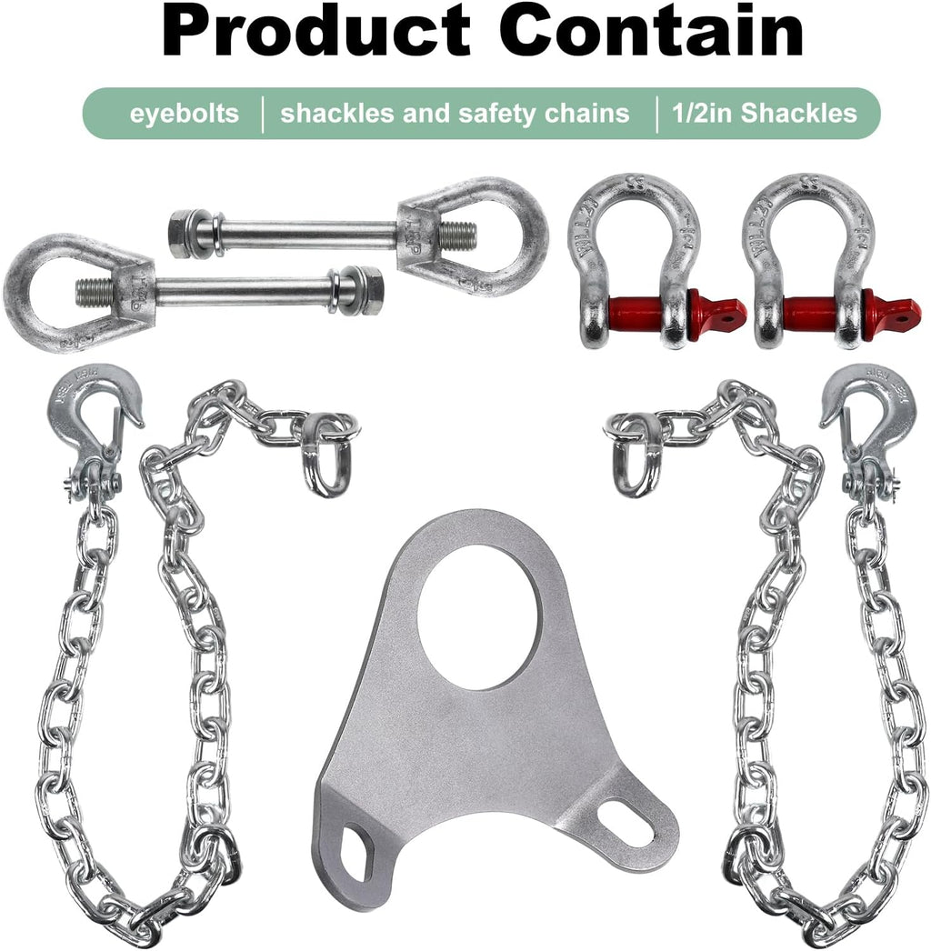 RULLINE Trailer Ultimate Connection Safety Chains Kit - 5th Wheel Ultimate Connection Safety Chains Plate Towing Accessories with 1/2in Shackles