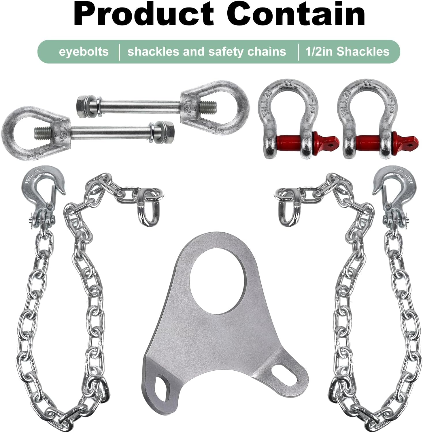 RULLINE Trailer Ultimate Connection Safety Chains Kit - 5th Wheel Ultimate Connection Safety Chains Plate Towing Accessories with 1/2in Shackles
