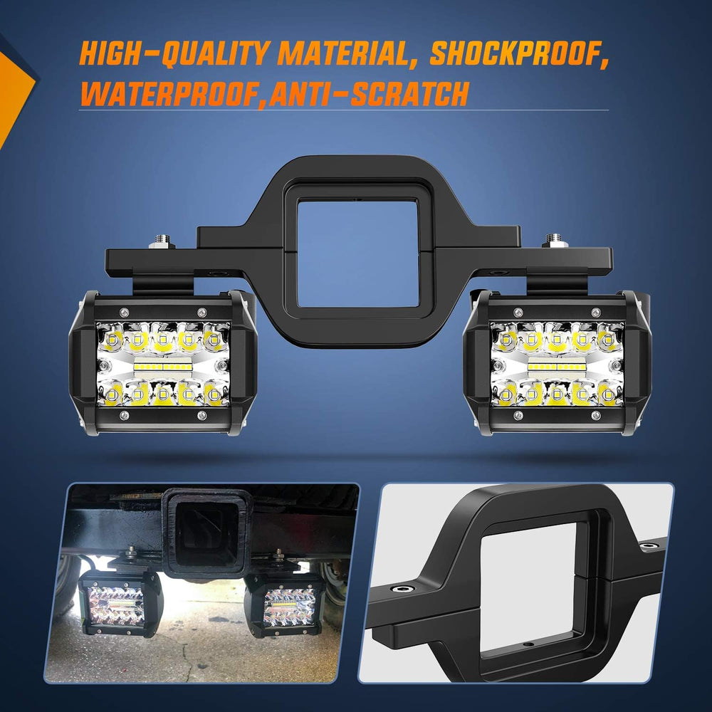 Nilight 2 Pcs 4 Inch 60W Led Pods with 2 Inch Tow Hitch Mounting Brackets Bac...