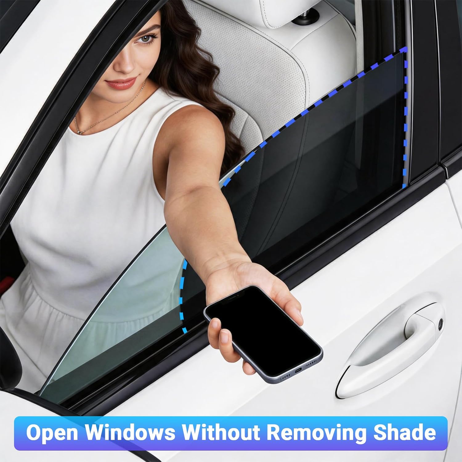 Static Cling Car Window Shades 4 PCS, Roll Windows Down, for Most Cars | Car Window Covers for Front & Rear Side Window | No Glue No Residue | 99% UV Block | Sun Blocker for Driver, Baby, Kids