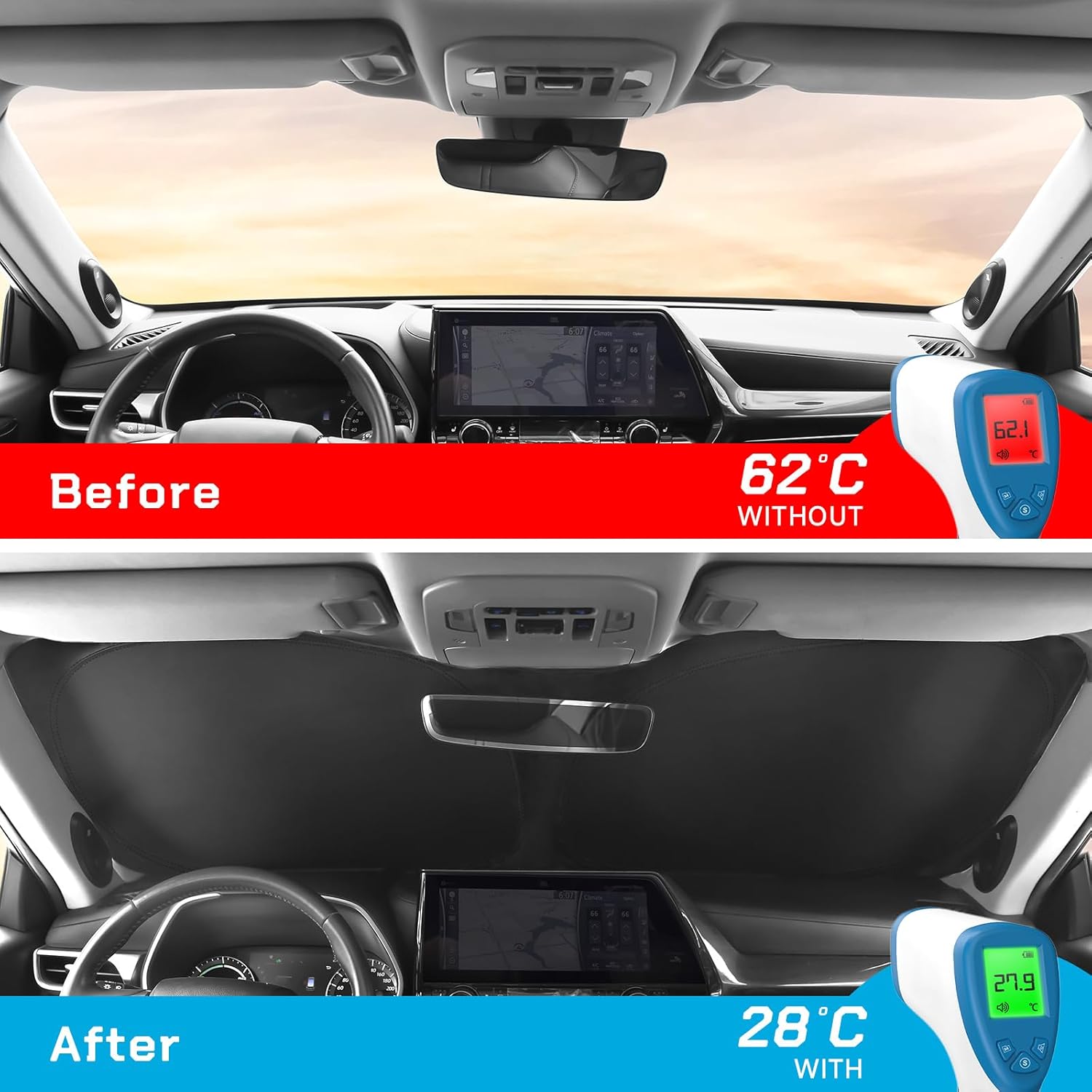 Upgraded Windshield Sunshade for Honda 2023-2026 CRV Foldable Accessories Folding Sun Shade Windshield Heat UV Rays Visor Protection
