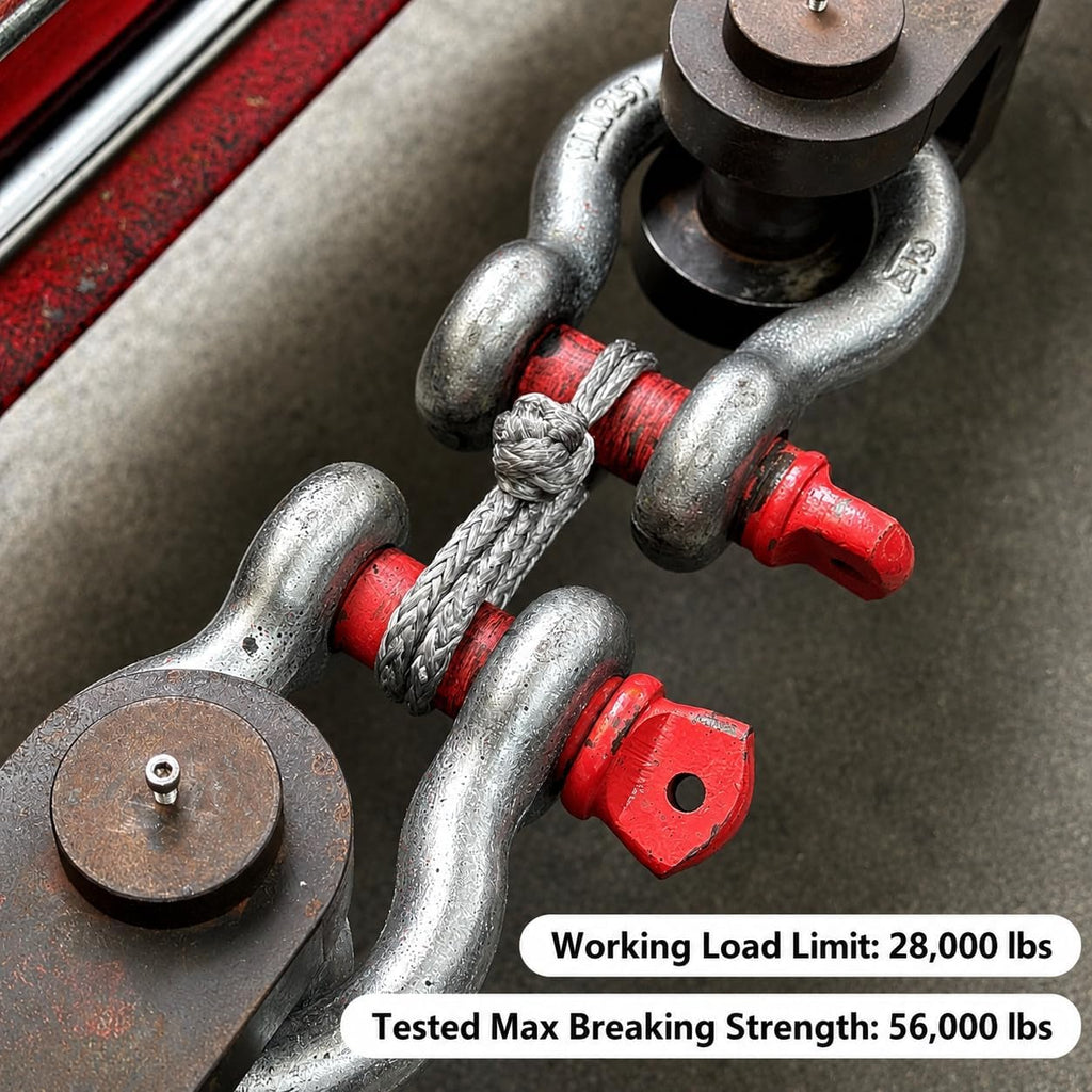 Ucreative Red Recovery Ring and 2PCS Red Soft Shackle (1/2 Inch x 22 Inch) kit for Synthetic Winch Rope for ATV UTV SUV Truck Off-Road Vehicle Recovery