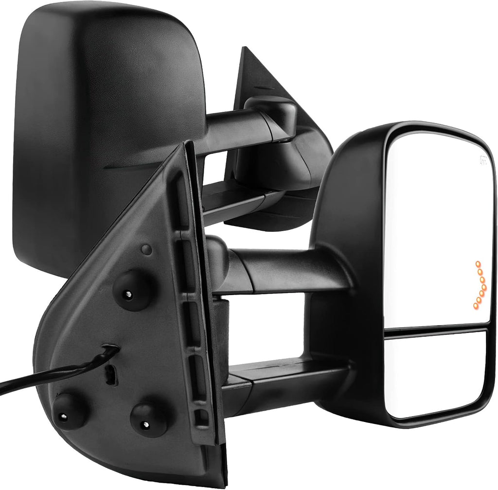 AUTOSAVER88 Tow Mirrors Compatible with 2007-2013 Chevy Silverado GMC Sierra, Power Heated Driver and Passenger Side Replacement Towing Mirror Set with Turn Signal and Dual Glass