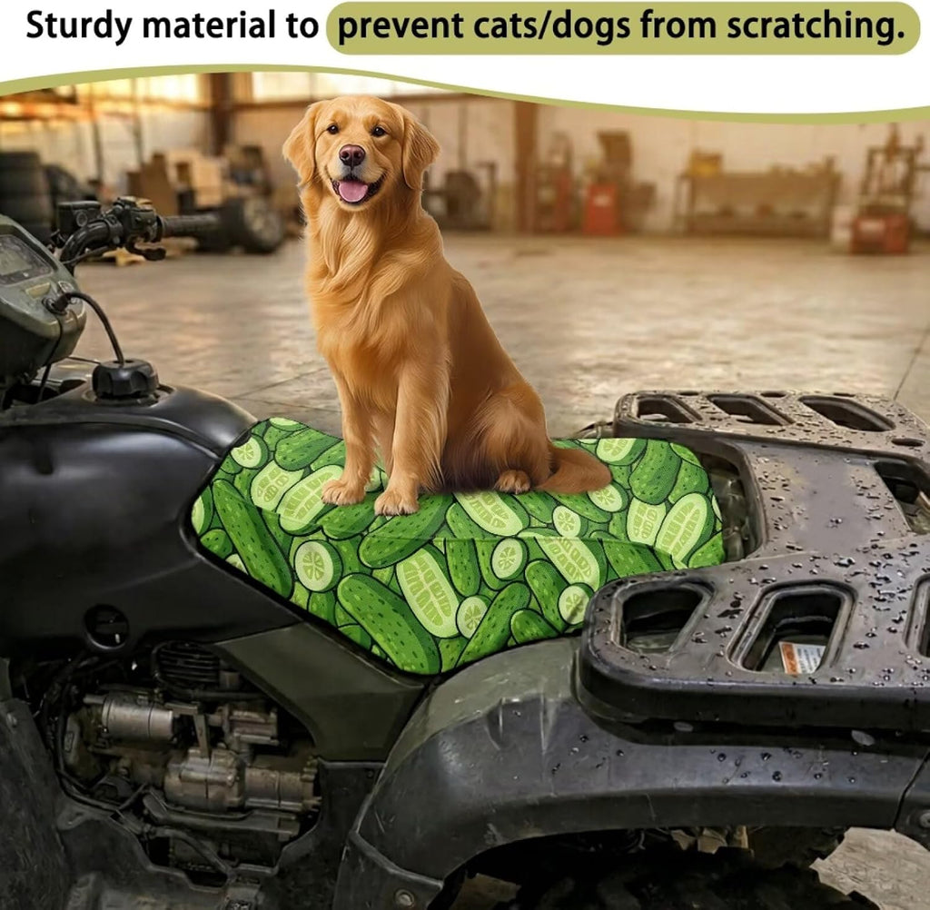 Cucumber Pickle ATV Seat Cover Easy to Install Four Wheeler Seat Cover Waterproof Material ATV Accessories Compatible with Most ATV for Sportsman, Rancher, Scrambler
