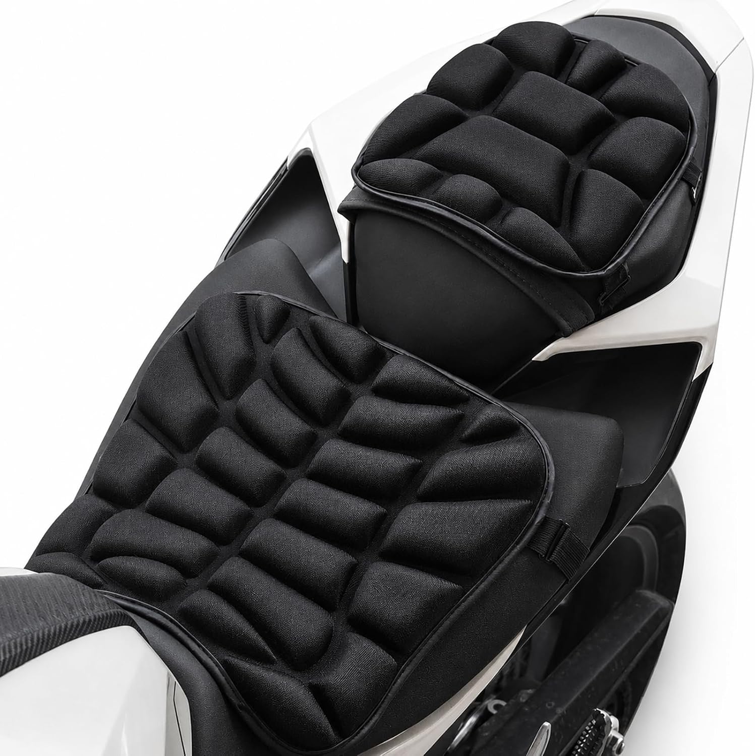 Motorcycle Seat Cushion for Kawasaki Vulcan 1600 2003-2008 | Front Rear Set | Shock Absorbing Comfort | 3D Pressure Relief | Breathable Surface | Secure Strap Fit
