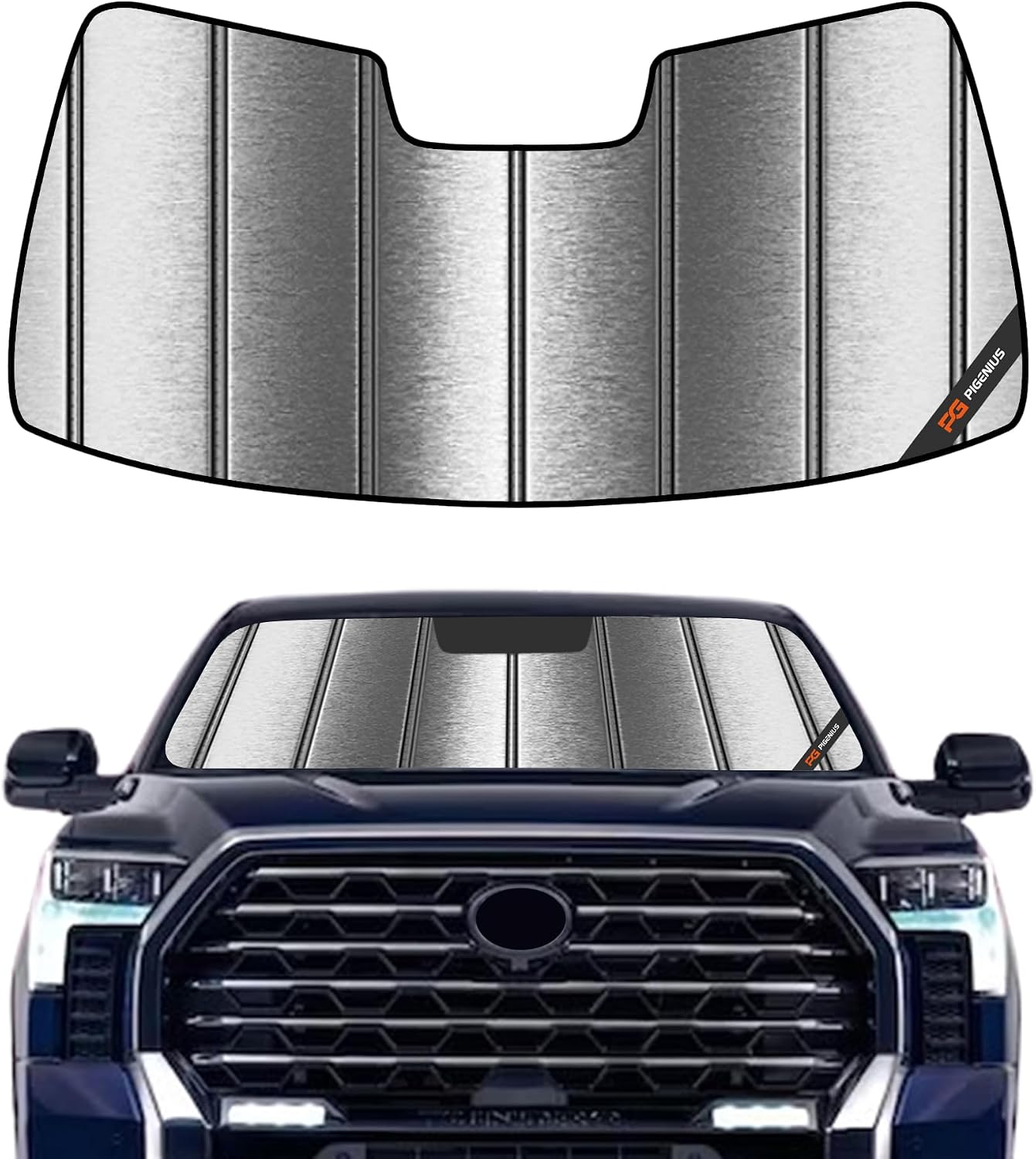 Pigenius Windshield Sunshade for Toyota Tundra 2022-2026 Custom Front Window Sun Shade - Metallic