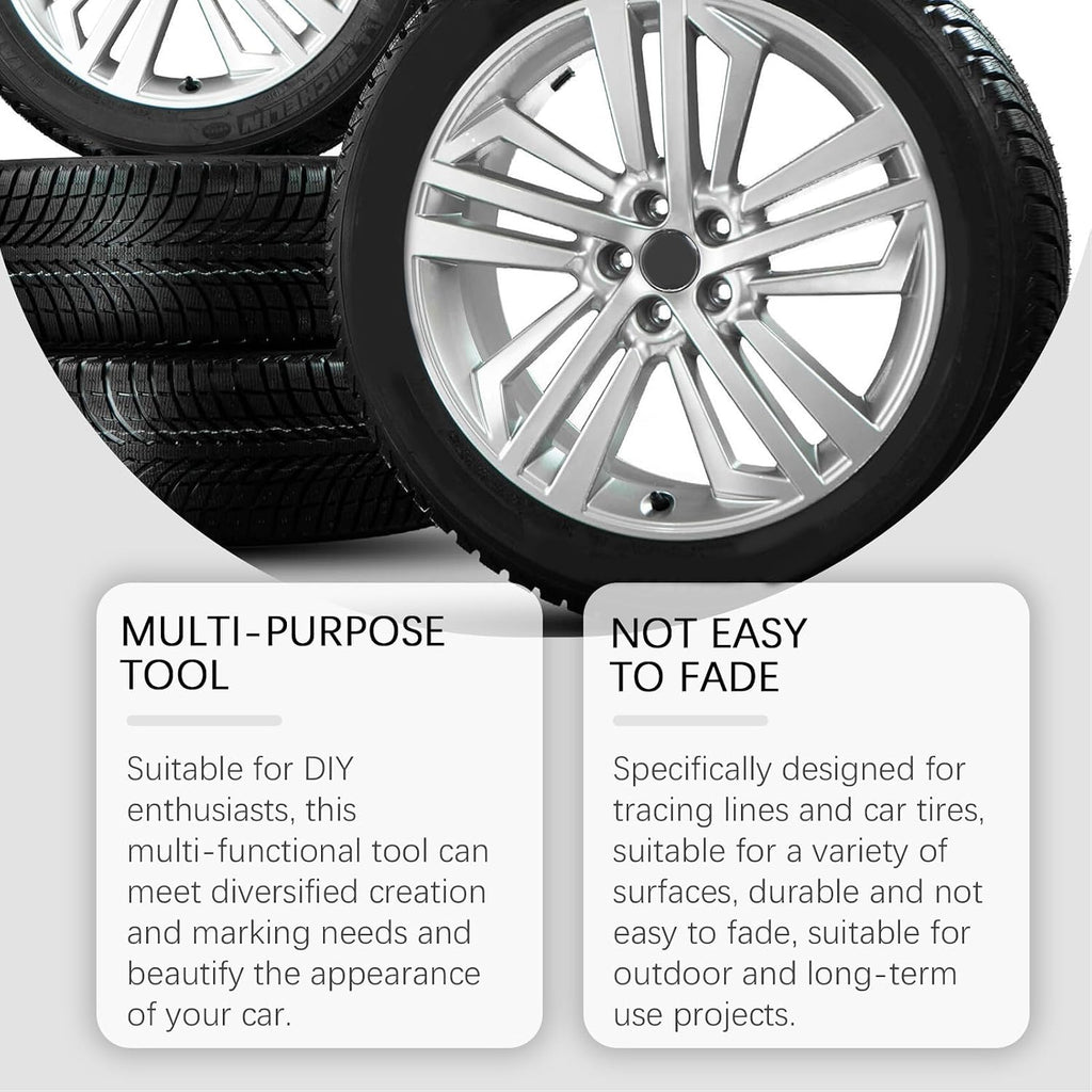 ZJchao 6 Pcs Tire Marker Pens, Long Lasting White Tire Paint Pens for Precise Detailing and Lettering, with Strong Adhesion and Smooth Writing, for Car Tires and Outdoor Use