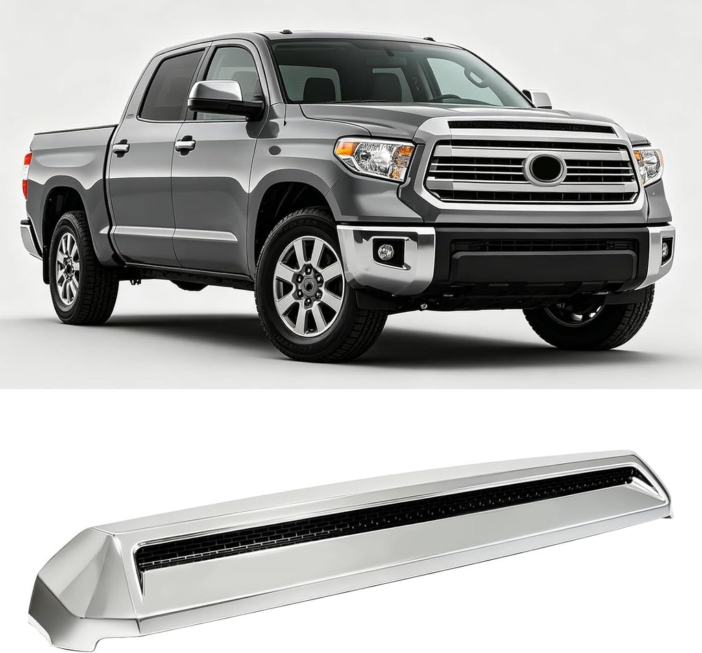 Front Upper Hood Bulge Molding Grille Trim Compatible with 2014-2021 Toyota Tundra Hood Scoop Molding Grill Trim Replacement for 76180-0C030 (Chrome)