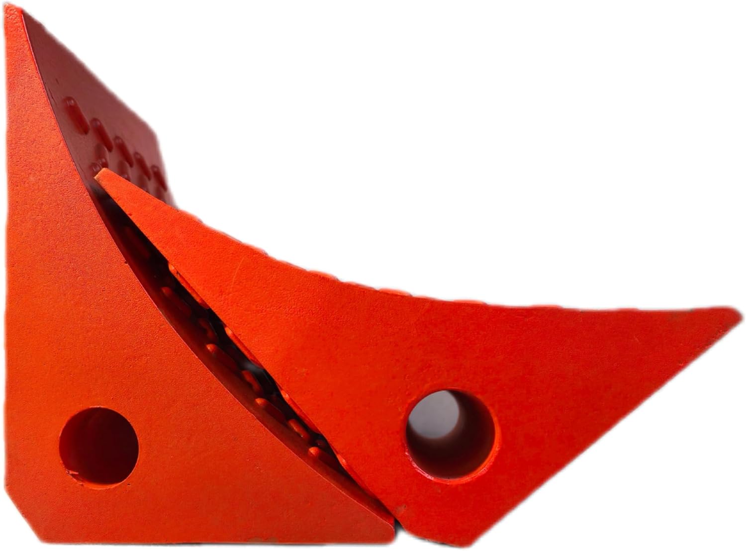 Orange PU Large Wheel Chocks with Reflective Strips,2-Piece M(10.8x7.75x7.5 Inch) Urethane Wheel Chock,All-Weather, Non-Slip & Portable Parking Security for Truck, RV, Trailer (2, M)