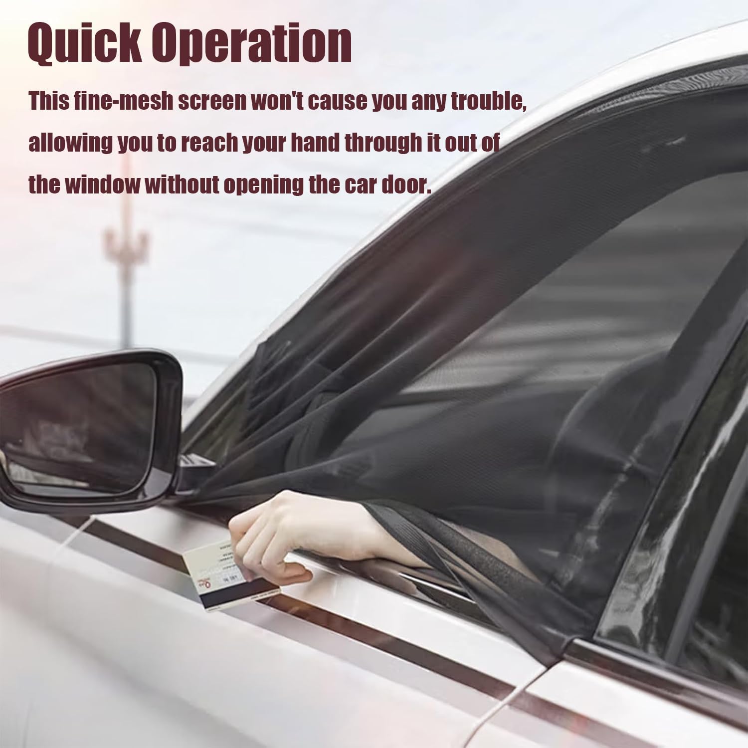 Car Window Screen for Cars and SUVs,2 Packs,Insect-Proof, Maintains Air Circulation, Sun Shading, Privacy Protection(2 Rear Windows)