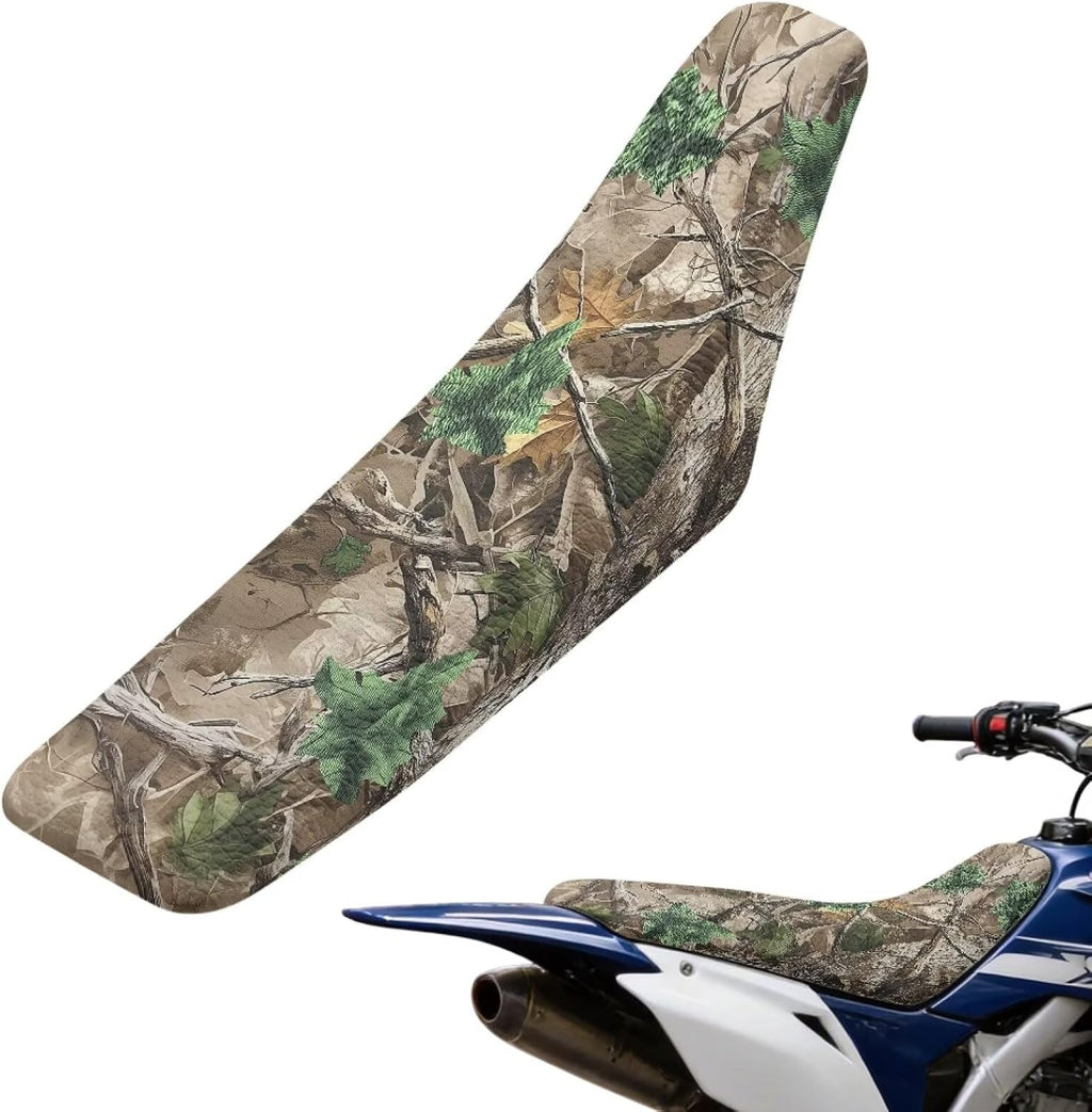 Camo Hunting Motorcycle Universal Seat Cover, Scratch Resistant Water Resistant PU Leather for Dirt Bike Pit Bike Motocross Trail Bike
