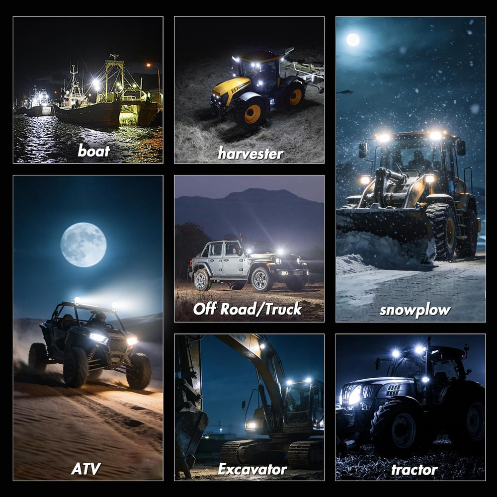 4 Inch Round LED Spot Light, 12V 24V LED Tractor Light 99W Offroad Driving Fo...