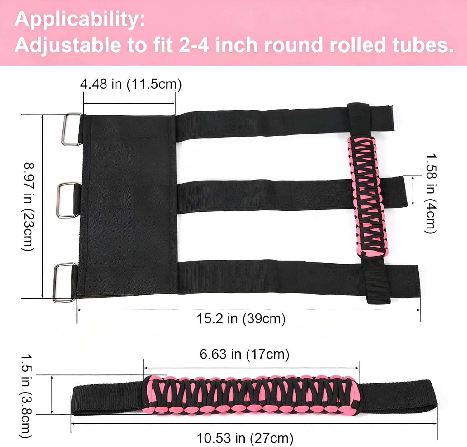 Grab Handles with Steel Buckle for Wrangler JK JL TJ YJ JT Roll Bar