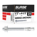 1/2" x 4-1/2" zinc-plated wedge anchors for concrete, main product view