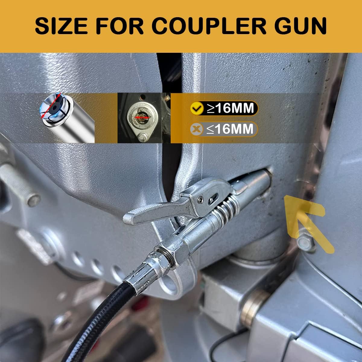 Grease Gun Coupler 2 PCS, Strong Lock-on Greases Gun Couplers | 12000 PSI High Pressure Coupler Quick Release Grease, and Compatible with All Grease Guns 1/8" NPT Grease Gun Fittings ﻿