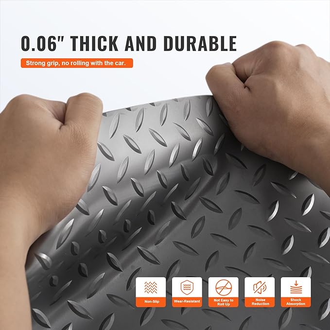 VEVOR Garage Floor Mat, 9.2 x 4.9 FT PVC Garage Flooring Roll, Non-Slip Diamond - Image 3