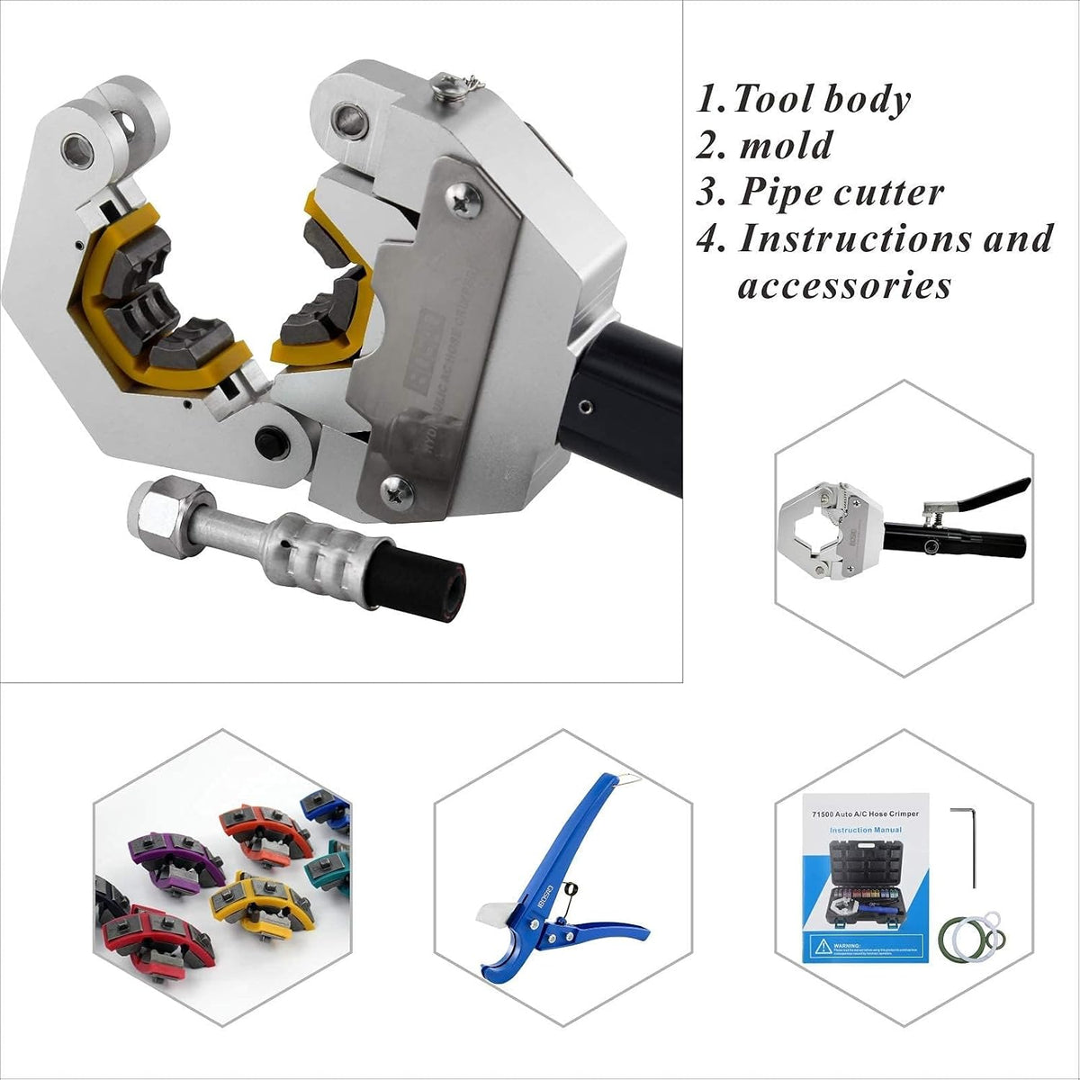 hydraulic hose crimper hydra-krimp 71500 manual a/c hose, close-up detail