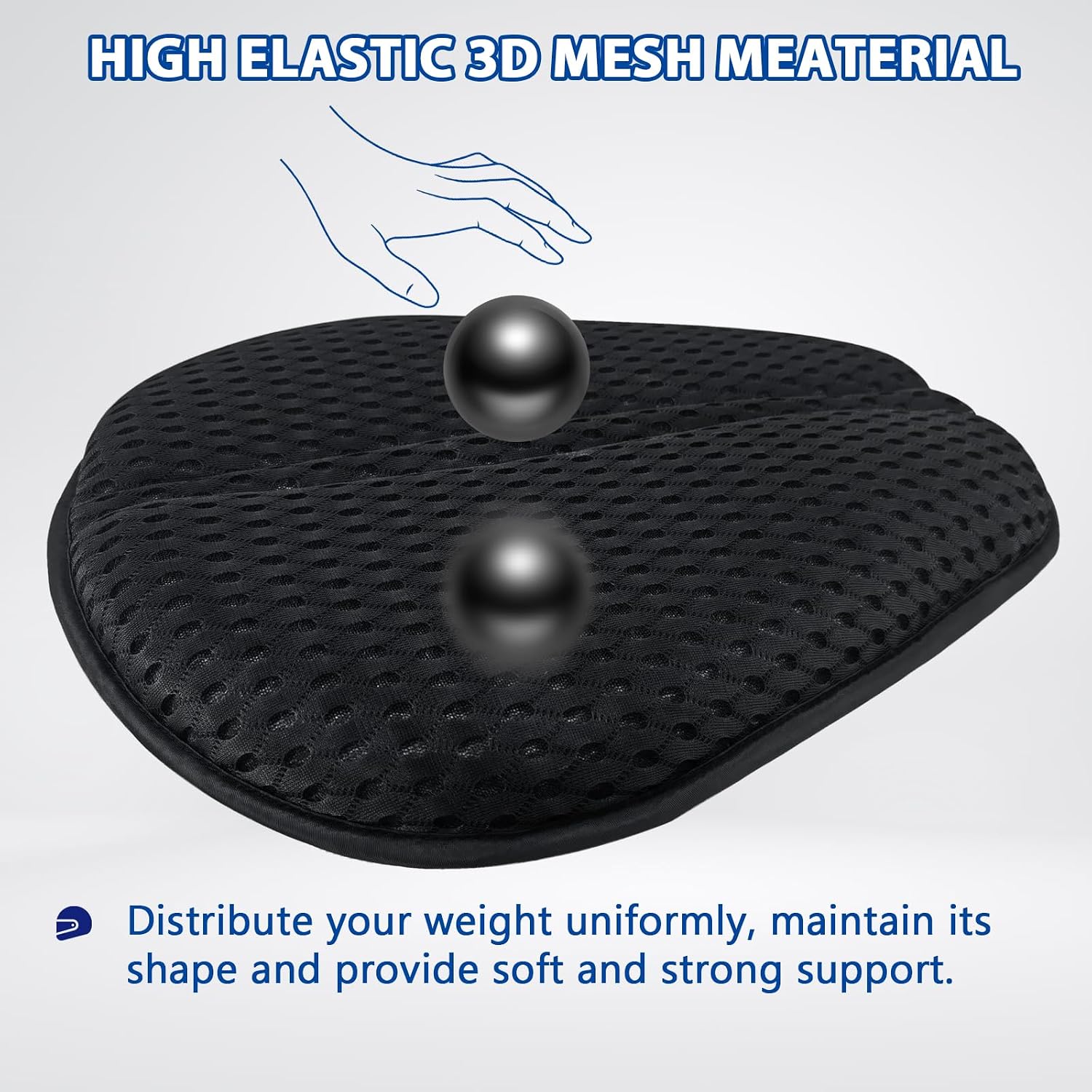 AEROiVi Airflow Pro Motorcycle Seat Pad – Ultra-Breathable 3D Mesh & Quick-Dry Fabric | 1.18" Thick Ergonomic Support | Anti-Slip Silicone Dots | Machine Washable for Easy Cleaning