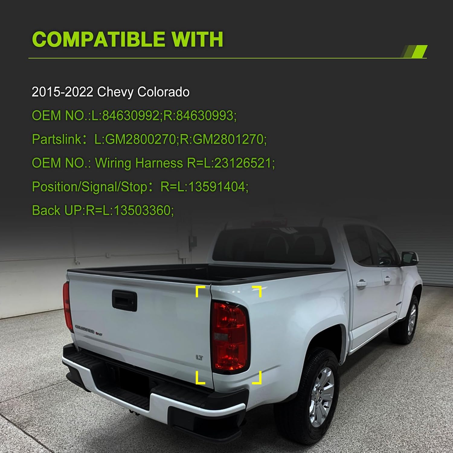 Chevrolet Colorado Rear Tail Light Assembly, Right Passenger Side | Compatible With 2015-2022, Halogen Type, Includes Bulbs, Includes Harness