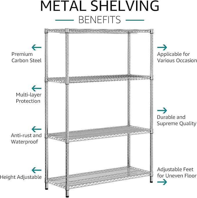 IZEUK 3400 LBS Garage Shelving Wide Storage Shelves 4 Tier Metal Shelves Heavy - Image 5