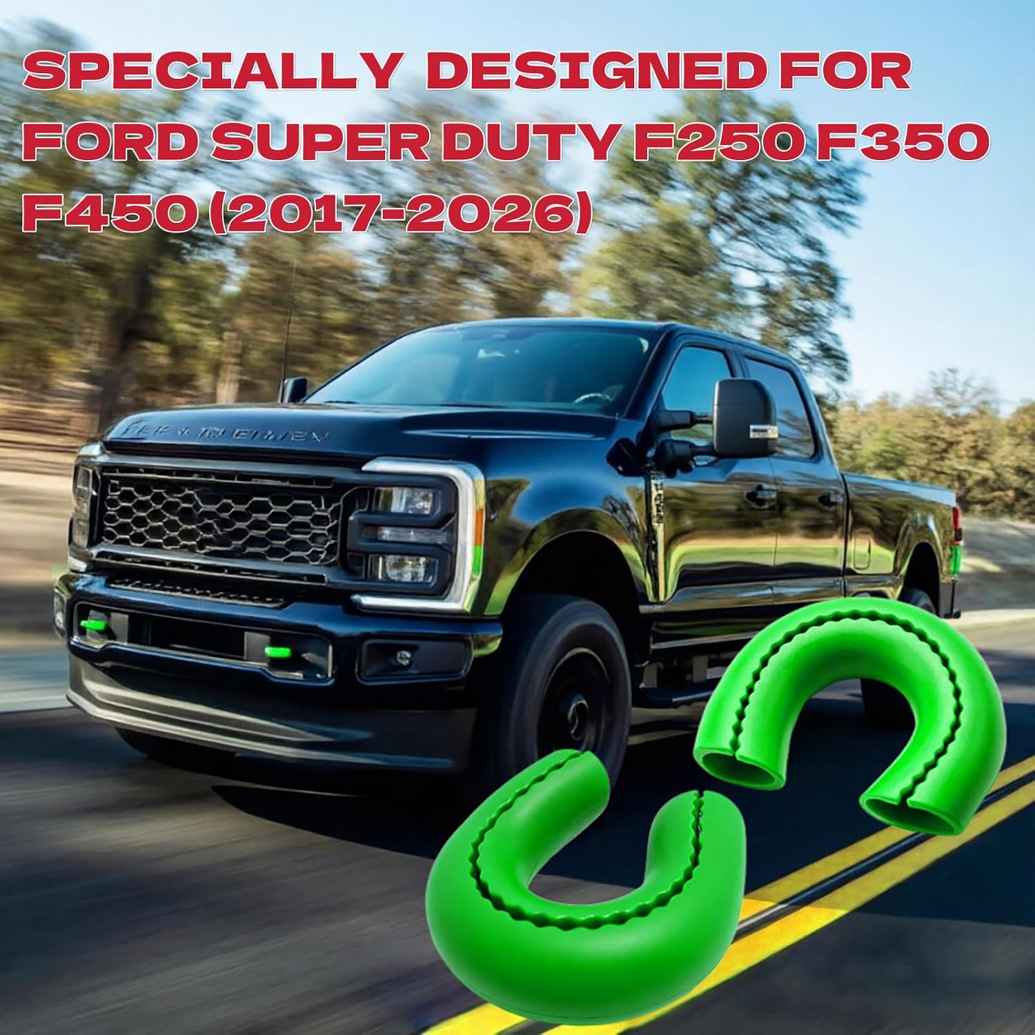 Front Tow Hook Cover for 2017-2026 Ford Super Duty F-250 F-350 F-450,Tow Hitch Covers, Ford Truck Accessories, Pickup Truck Accessories, F250 Must Haves, Silicone, Green (2 Pack)