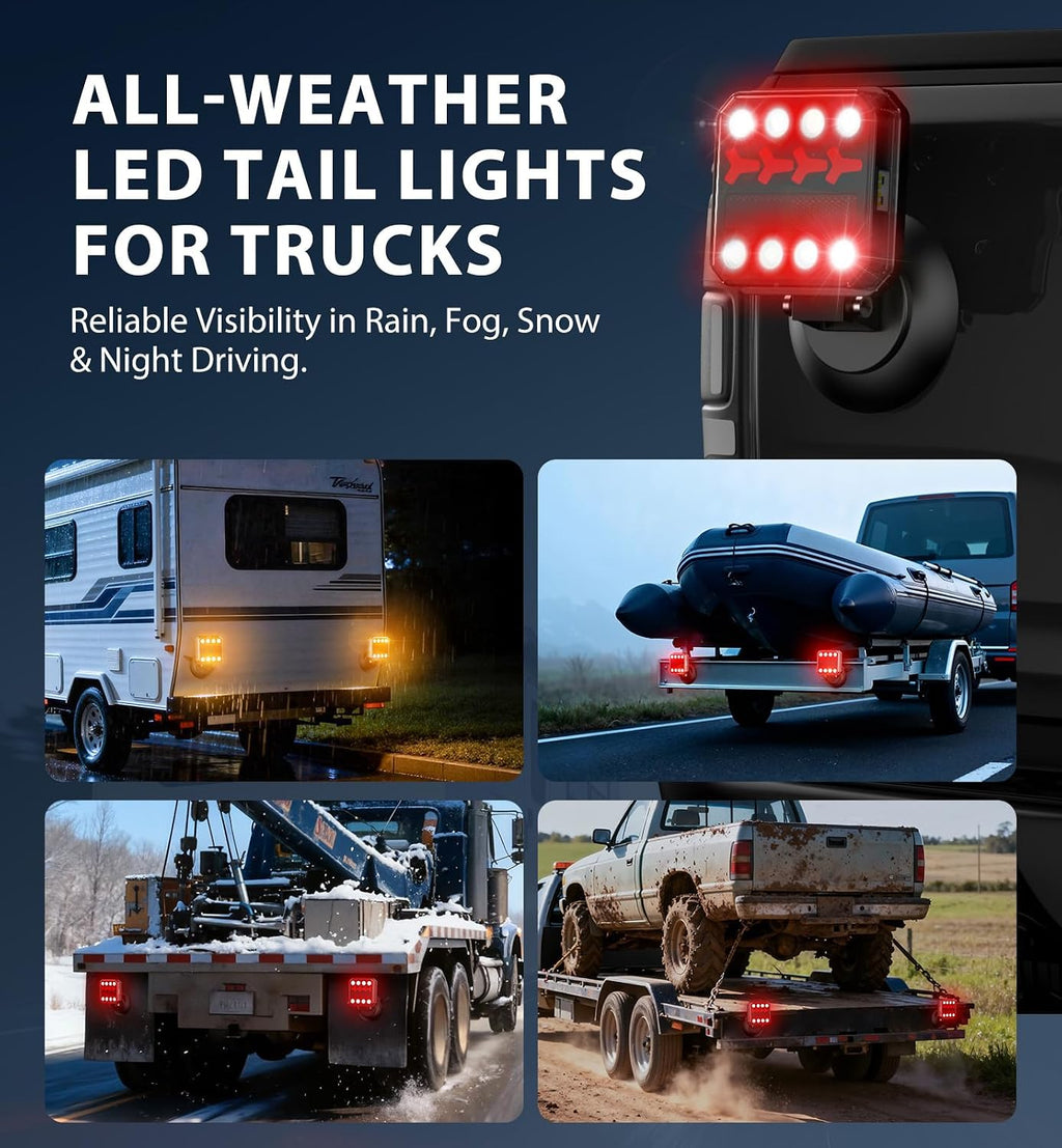 wireless bluetooth magnetic trailer lights, fast charging led showing dimensions