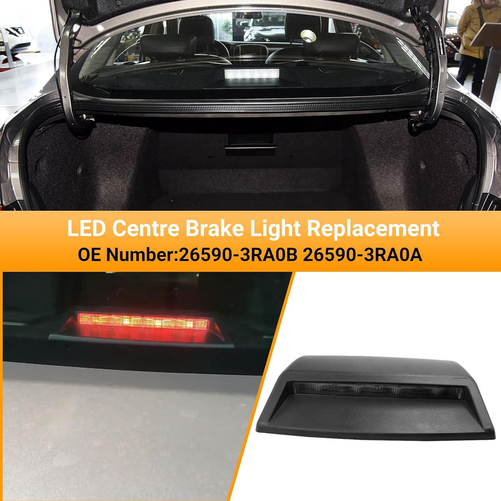 Compatible with Nissan Sentra Third Brake Light 2012-2018,7th Gen Sentra High Mount Rear Tail Center Stop Light,3rd Brake Lamp Assembly Replacement for 26590-3RA0B 26590-3SG0B,Black,1PC