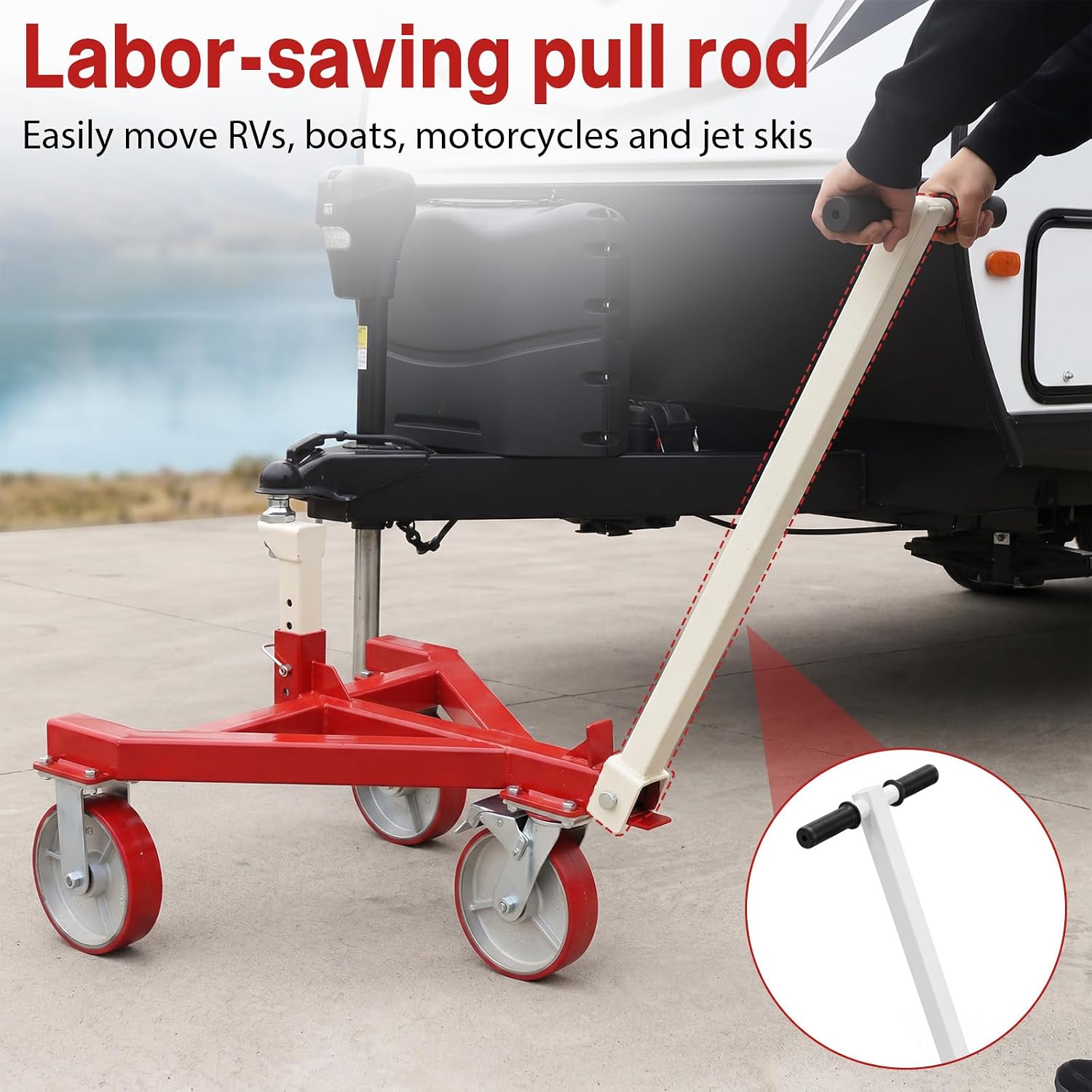 3500 LBS Trailer Dolly, Angle Adjustable Trailer Mover with 2 Inch Hitch Ball, Heavy Duty Trailer Tongue Jack for RV, Boat, Motorcycle, Jet Ski and Small Trailer