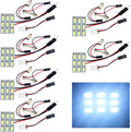 YM E-Bright 6-Pack Cool White 5730 9SMD Led Panel Dome Light Auto Car Reading Interior Light DC 12V With T10 / BA9S / Festoon Adapters