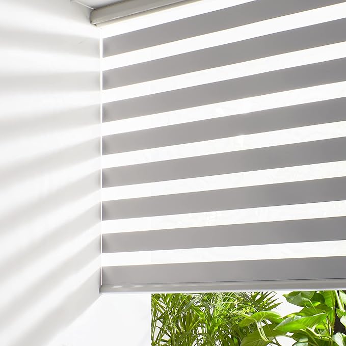 Persilux Cordless Zebra Blinds for Windows Free-Stop Roller Shades Dual Layer by PersiluxHome