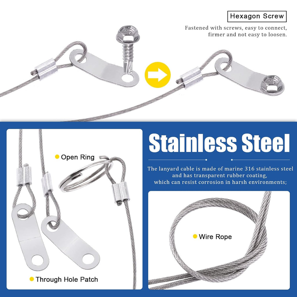 Glarks 15Pcs 7/16" x 1-3/4" Lynch Pin with Lanyard Cable Set 10Pcs Lynch Pin Lock Pin Clips and 2Pcs 304 Stainless Steel Lanyard Cable with Quick Release Ring for Farm Tractors Trailers Trucks Mowers