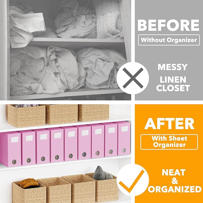 SpaceAid 9 Pack Bed Sheet Organizers and Storage, Foldable Sheet Organizer